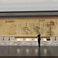 Historical Cultural Display Wall With Ancient Texts Patterns And Stone Base In Exhibition Hall
