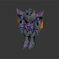 Robot Character With Purple Gray Armor Yellow Accents And Futuristic Mechanical Design