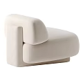 Contemporary Beige Single Sofa Featuring Rounded Shape Soft Fabric And Comfortable Design