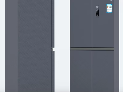 Modern Gray French Door Refrigerator Freezer With Sleek Design And Spacious Interior 3d model