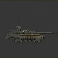 Military Tank With Long Gun Barrel Heavy Duty Tracks And Armored Turret