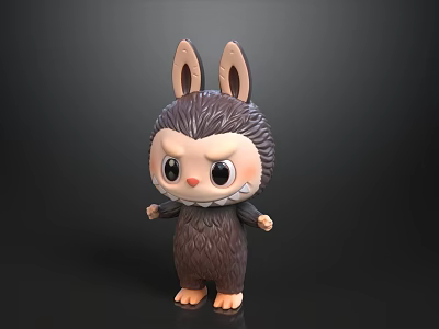 Cute Cartoon Ornament Decoration Set With Brown Fur Big Eyes And Long Ears 3d model
