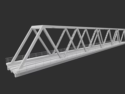 White Steel Truss Railway Bridge Structure with Steel Frame for Train Passage 3d model