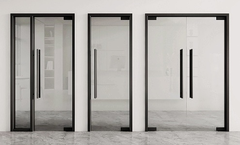 Glass door glass double door glass door glass single door office glass door shop door glass sliding door 3d model