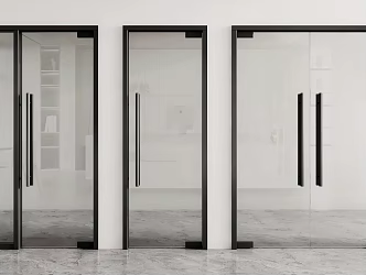 Glass door glass double door glass door glass single door office glass door shop door glass sliding door 3d model