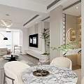 Modern Living Dining Room Interior With Neutral Sofa Pillows Coffee Table Floor Lamp And Circular Wall Art