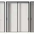 Modern Interior Sliding Doors With Black Frame And Vertical Stripe Glass