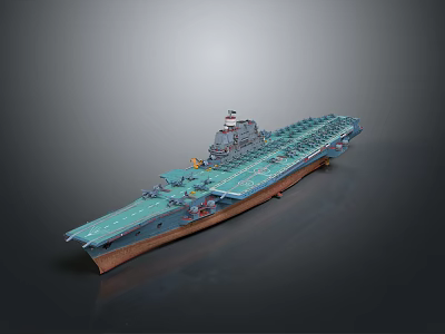 Aircraft Carrier Military Ship Model With Flight Deck And Naval Weapon System 3d model