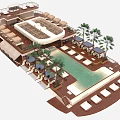 Luxury Yacht with Spacious Deck Featuring Swimming Pool Palm Trees and Sun Loungers