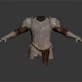 Medieval Silver Metal Armor With Brown Leather Details And Reflective Surface On Dark Background