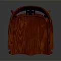 Traditional Red Wooden Chair With Armrests And Carved Back Design