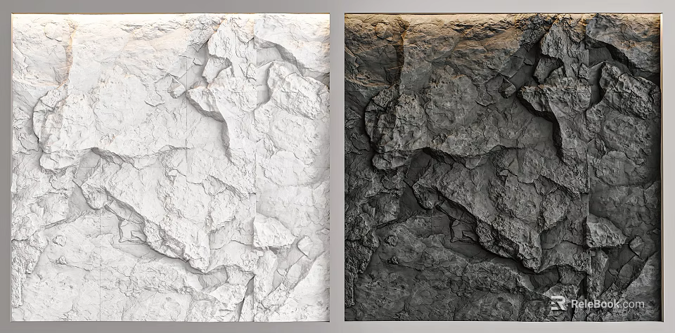 Rock Texture Background Wall With White And Dark Natural Stone Patterns 3d model 