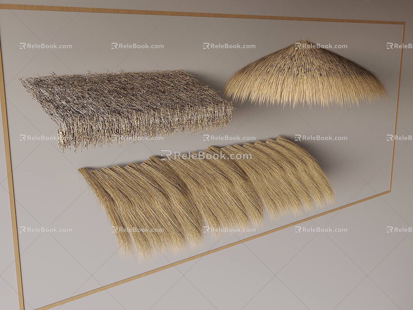 Chinese-style Thatch Sunshade Straw Shed Grass Stamper Thatch Roof Weed Hay Stacks 3d model