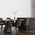 Modern Dining Interior With Dark Wood Island Table And Dining Chairs