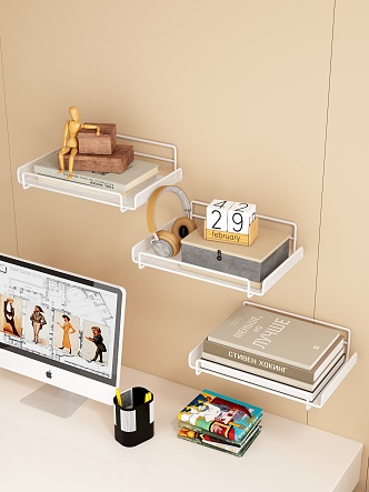 Ornaments Book Headset Calendar Pen Container Magazine Computer Cabinet Ornaments Vase Side Cabinet Set Top Box Wlan Latex Paint WiFi Storage Rack TV Wall 3d model