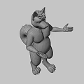 3D Game Movie Anthropomorphic Fox Character With Blue White Fur Standing Open Hands