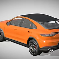 Orange Porsche SUV Convertible With Sporty Design And Black Wheels Front View