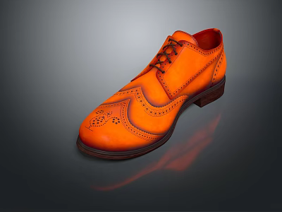 Orange Leather Brogue Shoes with Intricate Perforated Design Classic Lace Up Style and Durable Leather Sole 3d model