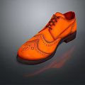 Orange Leather Brogue Shoes with Intricate Perforated Design Classic Lace Up Style and Durable Leather Sole
