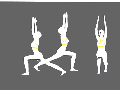 Stylish Yoga Pose Silhouette Wall Decor with Yellow Sports Bras on Gray Background 3d model