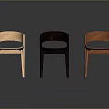 Modern Wooden Single Chairs With Different Wood Color Tones And Simple Backrest Design