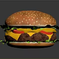 Delicious Juicy Hamburger With Sesame Bun Fresh Lettuce Tomato Slices Melted Cheese And Beef Patty