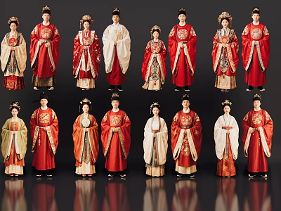 2D Wedding Figure Chinese Style Bride and Groom Chinese Style Wedding Ming Style Wedding Song Style Wedding Bride and Groom 3d model