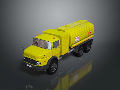 Yellow Functional Mercedes Tanker Truck With Large Fuel Tank And Heavy Duty Wheels 3d model