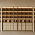 Elegant Wooden Display Cabinet with Teapots Plates and Lattice Doors Interior