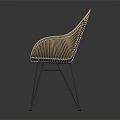Stylish Rattan Weave Leisure Chair With Modern Minimalist Black Metal Legs