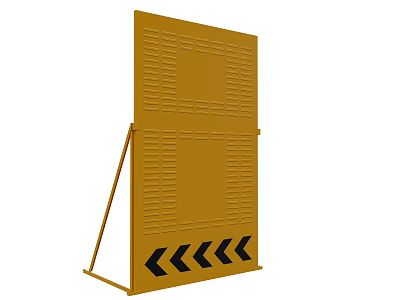 Yellow Construction Safety Barrier With Black Arrow Patterns For Site Protection 3d model