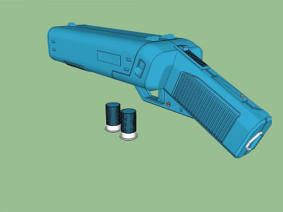 Blue Household Handheld Tool With Two Cylindrical Accessories For Daily Use 3d model
