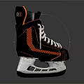 Black and Orange Hockey Skates With White Laces And Blade Sole Design