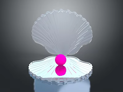 Stylish Transparent Shell Fashion Accessory Featuring Pink Sphere Decorative Base Design 3d model