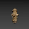 Old Yellow Fire Hydrant With Metal Chains On Black Background Fire Equipment 3d model