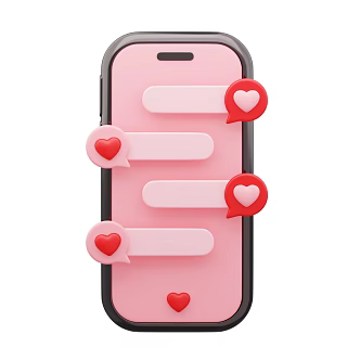 Modern mobile phone cartoon mobile phone love information 3d model