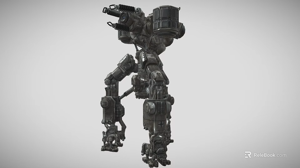 Futuristic Mechanical Combat Weapon With Heavy Duty Armor And Multiple Cannons 3d model 