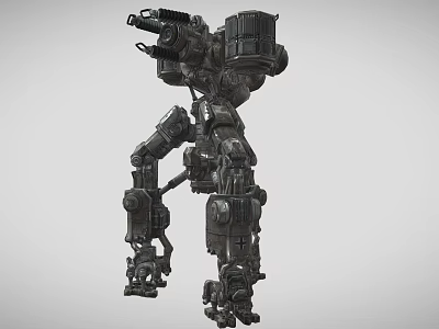 Futuristic Mechanical Combat Weapon With Heavy Duty Armor And Multiple Cannons 3d model