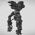 Futuristic Mechanical Combat Weapon With Heavy Duty Armor And Multiple Cannons