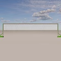 Badminton Court With Green Posts And White Net In Open Space Under Blue Sky
