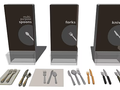 Modern Dining Cutlery Set Including Multiple Spoons Forks Knives For Table Setting 3d model