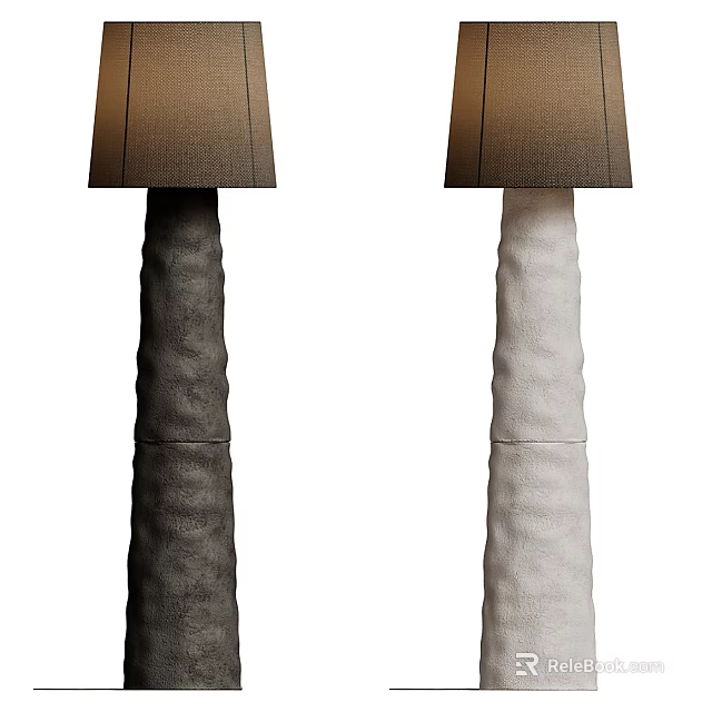 Modern Textured Floor Lamps with Dark and Light Colored Bases and Fabric Shades 3d model 