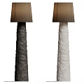 Modern Textured Floor Lamps with Dark and Light Colored Bases and Fabric Shades