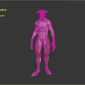 Game Movie Character With Muscular Body Yellow White Scaled Skin And Horned Head