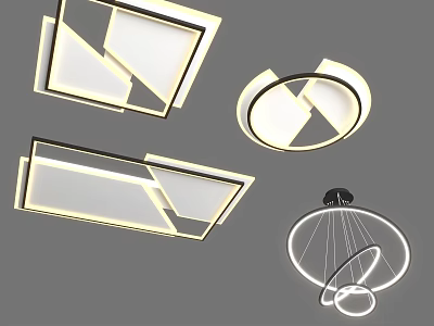 Modern Ceiling Lights With Multiple Geometric Circular And Square Designs For Contemporary Home 3d model