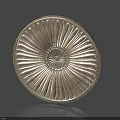 Intricate Metallic Circular Decorative Plate With Radiating Carved Patterns And Central Design