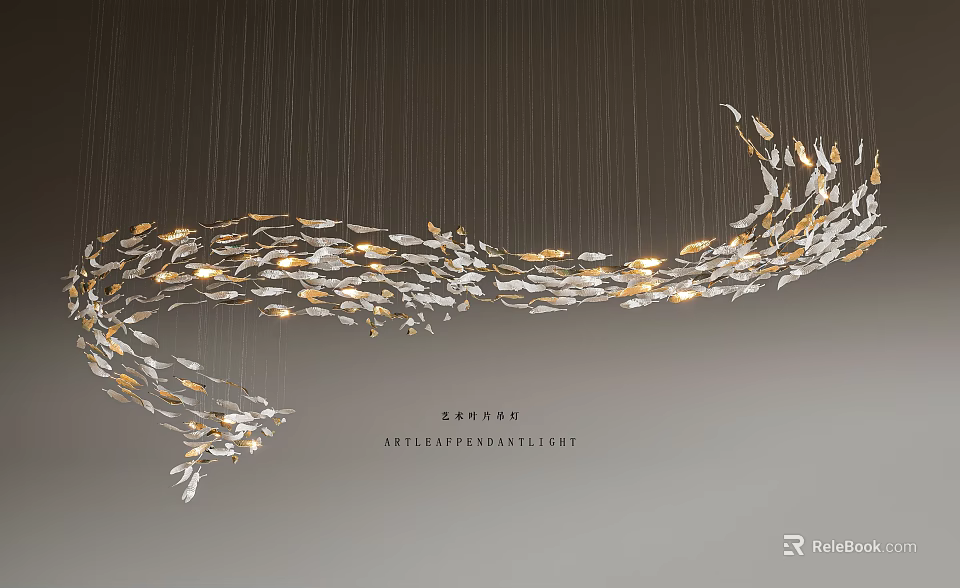 Elegant Art Leaf Pendant Light With Decorative Hanging Design For Modern Home 3d model 