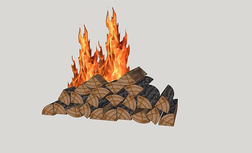 Modern firewood rural fireplace firewood flame 3d model