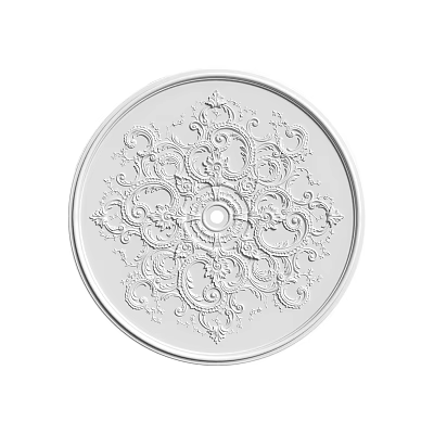Ornate Round White Ceiling Medallion With Intricate Decorative Scroll Patterns 3d model