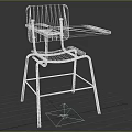 Bar Stool with Wooden Backrest and Seat Metal Frame and Attached Tabletop